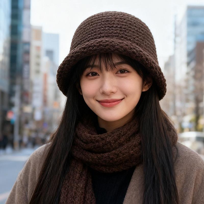 Осенне-зимняя утолщенная шерстяная шляпа рыбака для женщин, шляпа-котелок с загнутыми полями, однотонная, универсальная, теплая, подчеркивающая лицо, маленькая вязаная шапка для мужчин