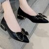 Shoes for Woman 2026 Office Women's Summer Footwear with Bow Low Heel Elegant Pointed Toe Black Casual E on Offer Shoe Y2k Sale