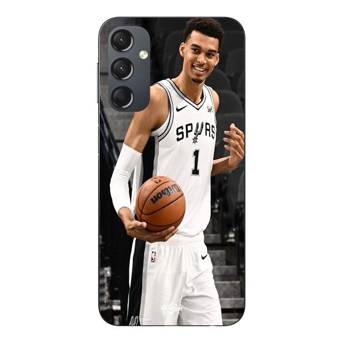Coque de téléphone - MANIACASE - Samsung Galaxy A05s - Silicone TPU - Noir - Victor Wembanyama San Antonio Spurs