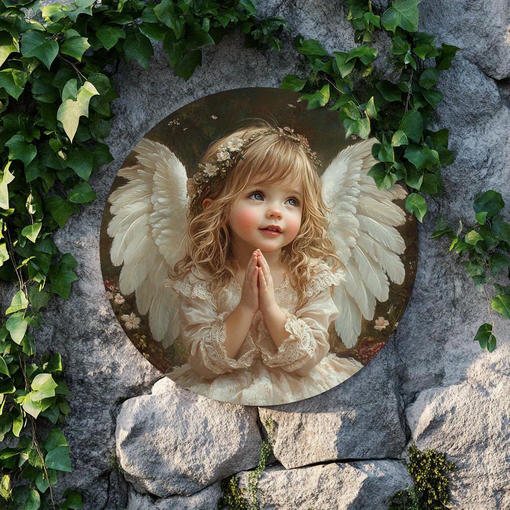 Деревянная круглая настенная картина в виде ангела, 1 шт., 2D, идеально подходит для декора двери, стены, дома, комнаты, фермы, улицы, магазина, гаража, бара, сада и кофейни