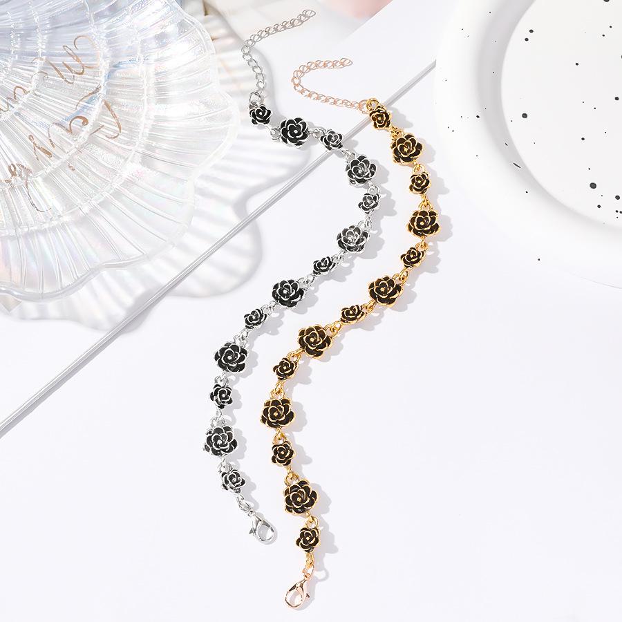 Винтажный браслет «Чайная роза» с эффектом состаривания, камелия - женские ретро-украшения из сплава с цветами