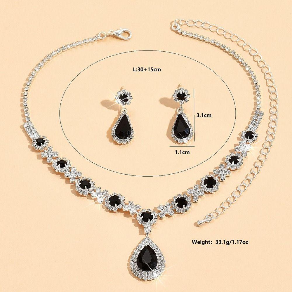 Fashionable Crystal Jewelry Necklace Earring Set Premium Wedding Jewelry Set Dangle Earrings  Women