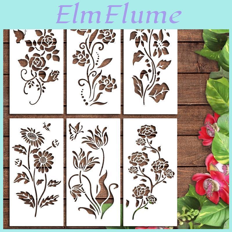 Piecesset New Original Style 6 Flower Painting Template Creative Painting Template Home Painting Template Flower Theme Template
