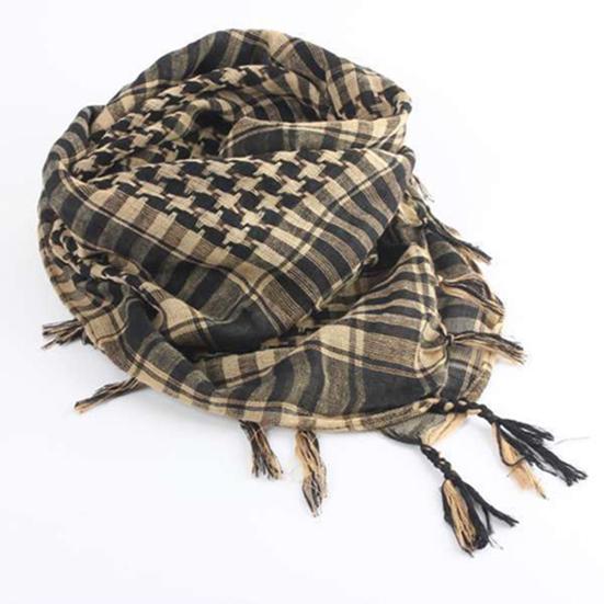 Unisex Scarf Cotton Shawl with Tassels Plaid Pattern Keffiyeh Scarf for Winter Work Street Wear