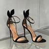 Fashion Summer Women Sexy Bunny Ear Sandals Black Bow Summer New Luxury Open Toe Sexy Line Belt Party Heels Women's Shoes Zapatos Mujer