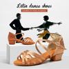 Child Girls Women Latin Dance Shoes Satin Ballroom Dance Shoes Sandals Practice Shoes Low Heel Indoor Soft Sole Dancing Shoes