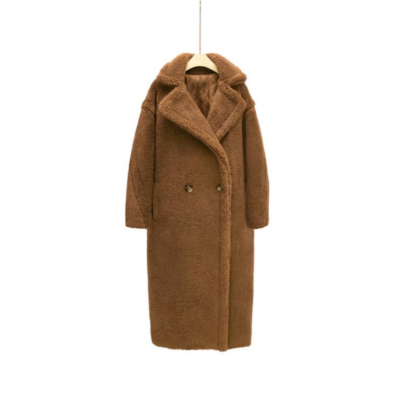 Искусственный мех 2 детали imitation wool coat длинное пальто imitation teddy bear fur long coat