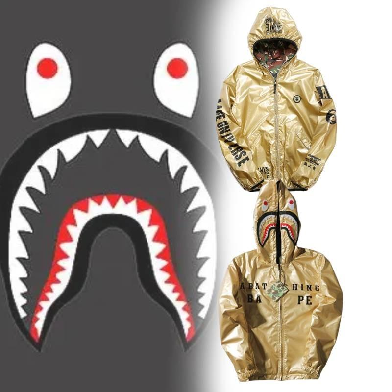 Принт Голова акулы Золотое Худи с длинным рукавом Модная одежда Подарки