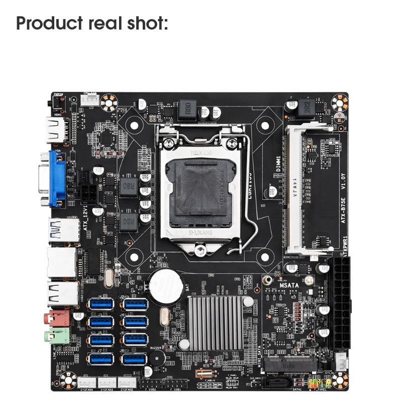 SZMZ ATX-B75E Материнская плата для майнинга B75 LGA1155 Поддержка шахтной установки 8 портов USB3.0 для майнинга