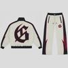 Godspeed Street Hip Hop Print Zip Up Jacket Track Pants Set Mens Casual Sportswear