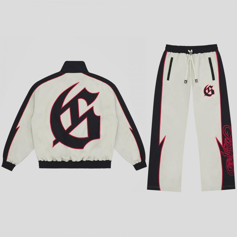 Godspeed Street Hip Hop Print Zip Up Jacket Track Pants Set Mens Casual Sportswear