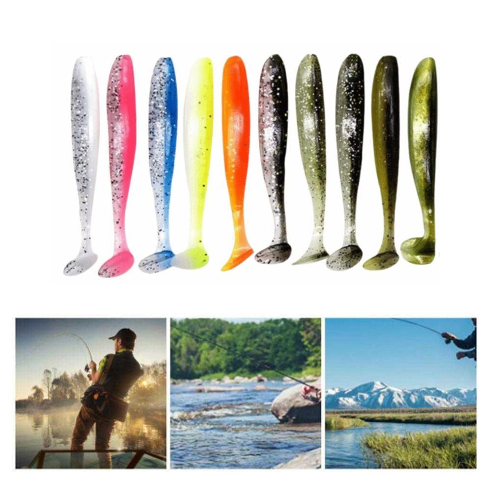 100PCS PVC Fishing Grub Baits Soft Swim Baits Durable Paddle Tail Swimbaits Bass Fishing