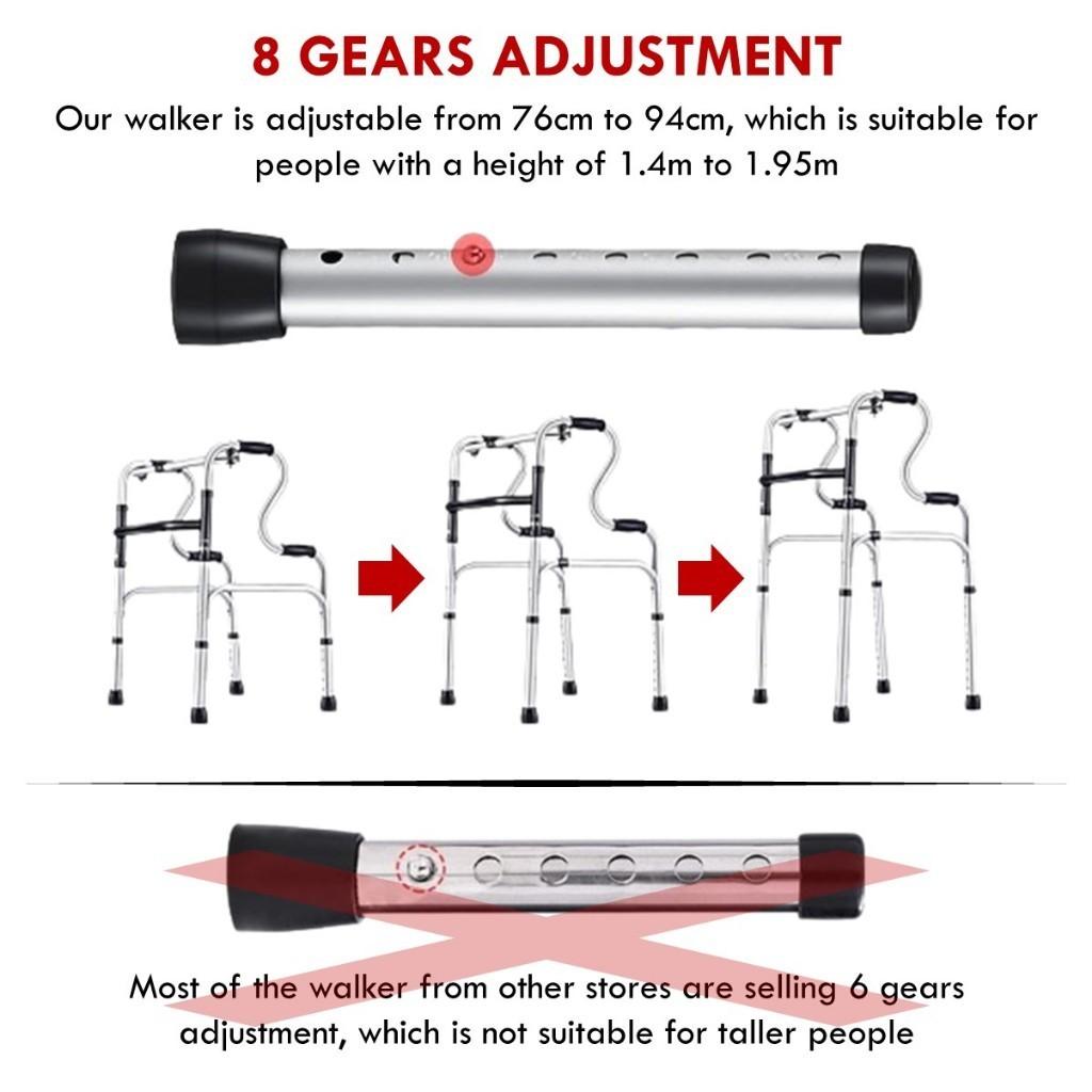 3-in-1 Aluminum Alloy Walking Frame Height Adjustable Foldable Elderly Walking Holder Toilet Support Shower Chair