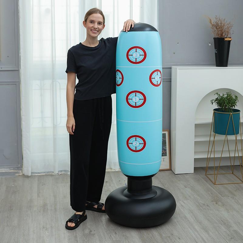 1.6m PVC Inflatable Punching Bag Stand-Up Boxing Target Home Fitness Stress Relief Kids Adult Training