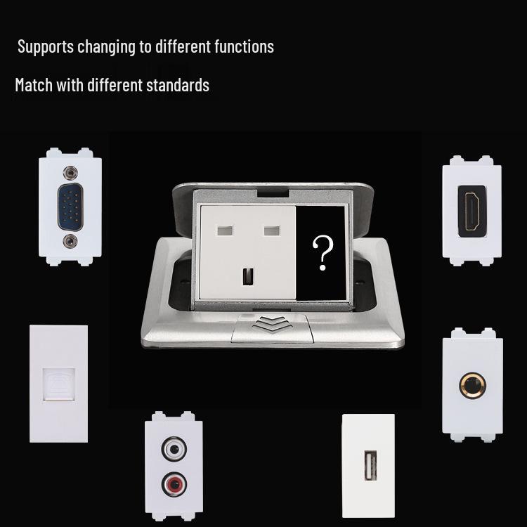 RJ45 Pop-up Floor Socket with USB - UK, US, SA Standards