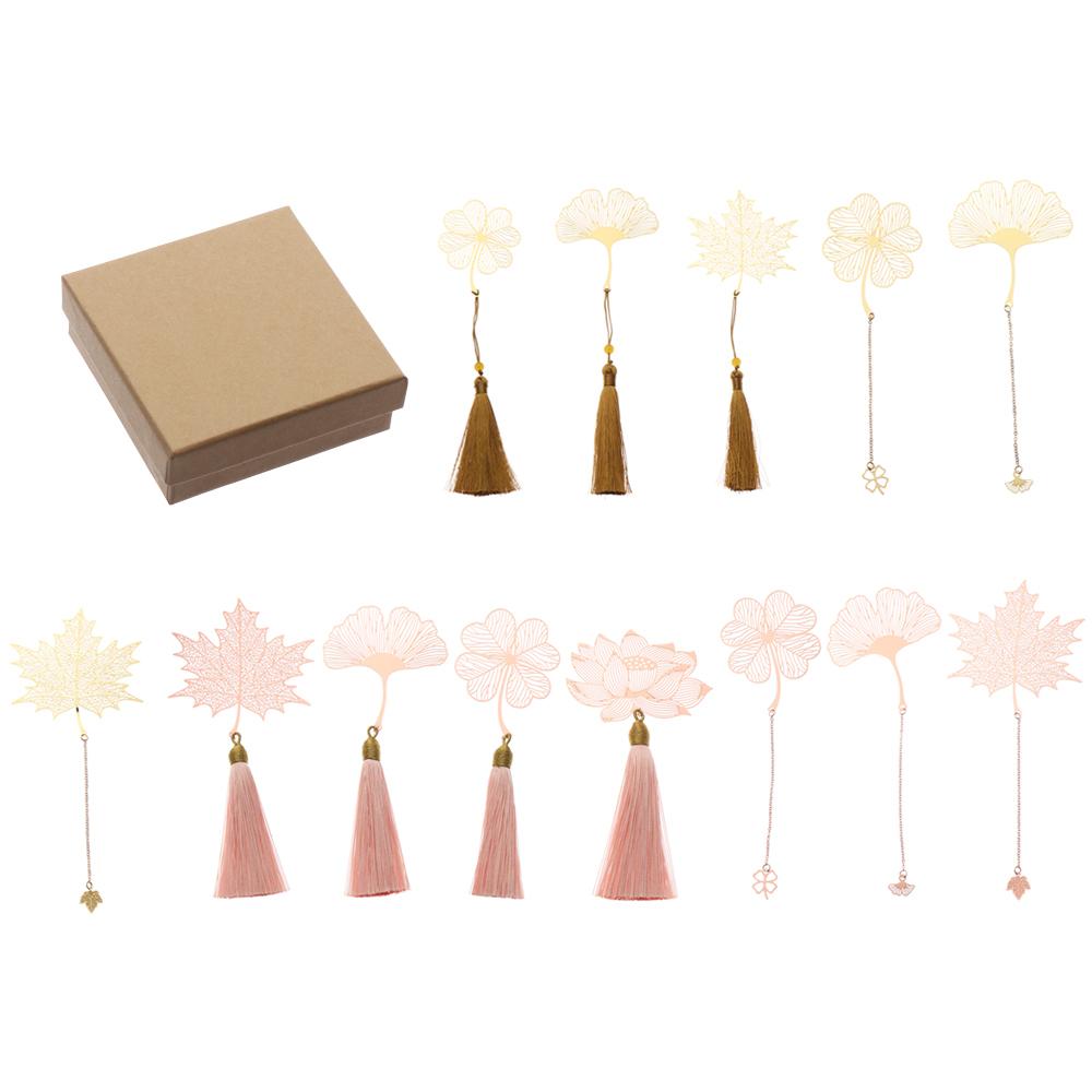 Милый держатель для книги абрикосового цвета с кисточкой в китайском стиле, металлическая закладка в виде листа