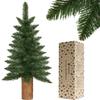Sapin de Noël artificiel - SPRINGOS - 100 cm - Vert avec tronc naturel - PVC, PE - Intérieur