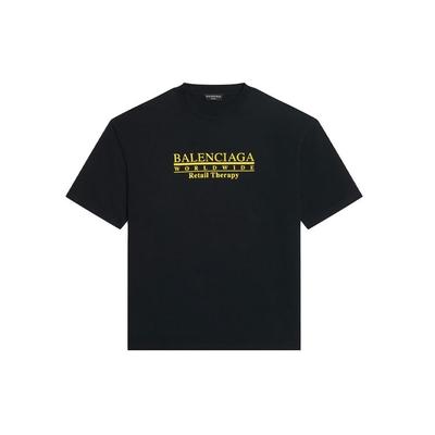 Balenciaga Футболка 'Retail Therapy' Средний крой 'Черно-желтый' Унисекс 612966TLVB11361