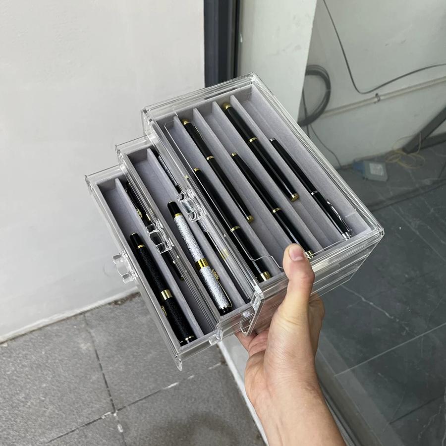 Pen and ballpoint pen storage box, household organizer, premium pen collection box, transparent display and pen showcase box