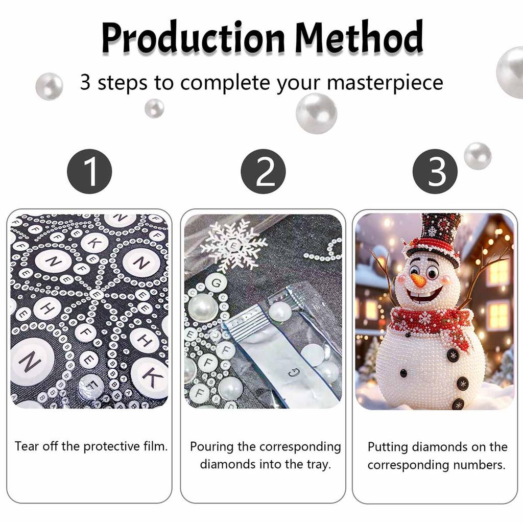 Christmas Pearl Painting Handmade Pearl Kit Snowman Theme Home Decoration Painting
