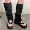Модный тренд черные ботинки на высокой платформе женские 2025 новые летние высококлассные съемные римские крутые ботинки