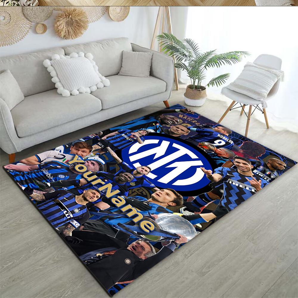 Inter Milan Personalized Text Floor Mat Design for Kitchen Bedrooms Dining Room Dormitory Antislip Carpet Decorate Offices Spiritual Gift