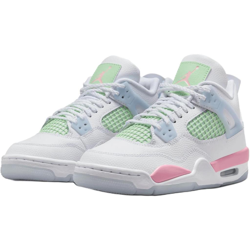 Jordan Детские баскетбольные кроссовки Air Jordan 4 Mid top Белый/Розовый/Зеленый Унисекс IB7068-100