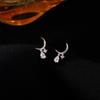 Stud Earrings Small Crescent Moon Shape Fashionable and Simple Diamond-encrusted Water Droplets Sweet Earrings