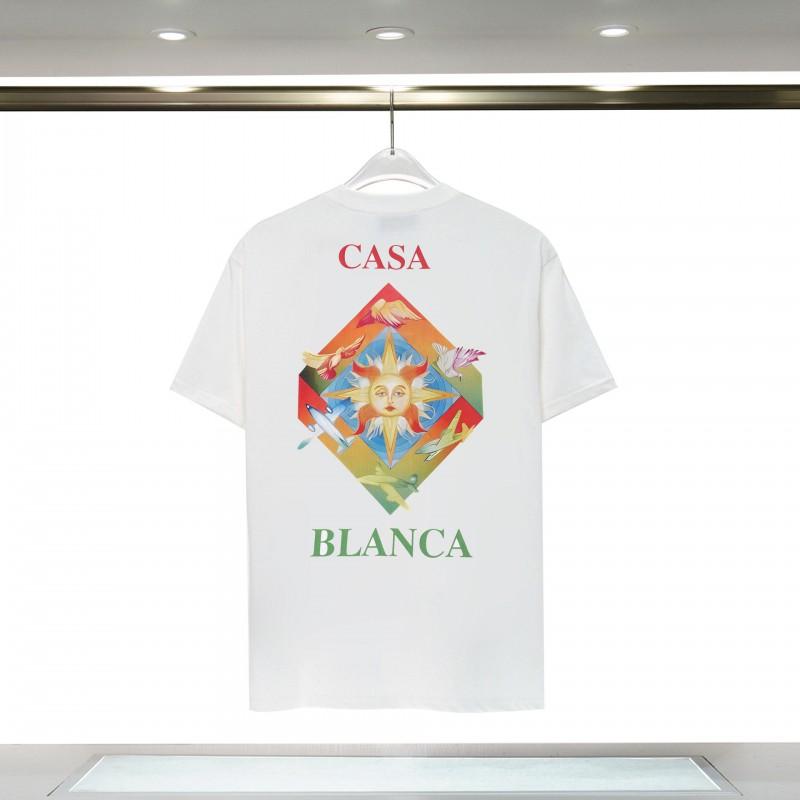 Casablanca Tropical Fruit Print Loose Fit Cotton T-Shirt Men Short Sleeve Crew Neck