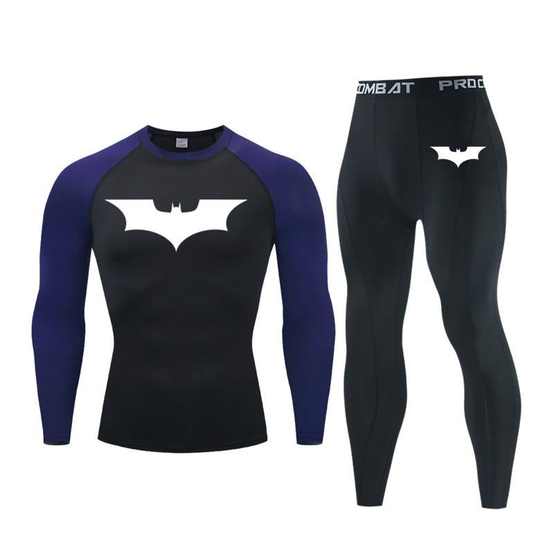 Men Women Quick Dry Athletic Compression Set Long Sleeve Top Capri Pants Running Gym Workout Sportswear