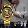 Men's Automatic Mechanical Watch Luxury Luminous Golden Stainless Steel Skeleton Sport Watch for Men Gifts Relogio Masculino
