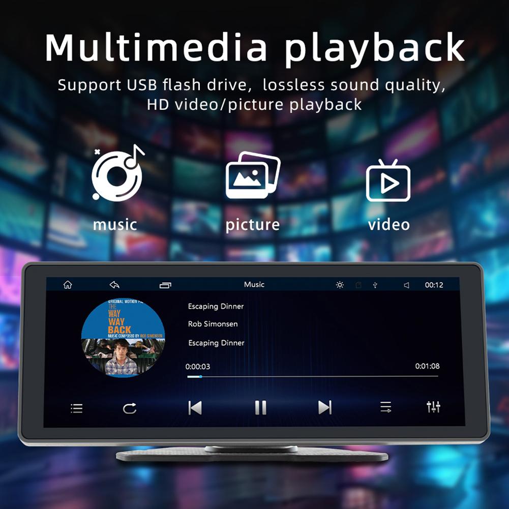 10,26-дюймовый автомобильный мультимедийный проигрыватель HD с сенсорным экраном, беспроводной мультимедийный видеоплеер Carplay, Mirrorlink, портативный MP5-плеер, автомобильный видеорегистратор