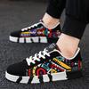 Men's Sports Running Shoes Canvas Geometric Style Lace-Up Sneakers Couples' Fashionable Graffiti Print Skate Shoes Men