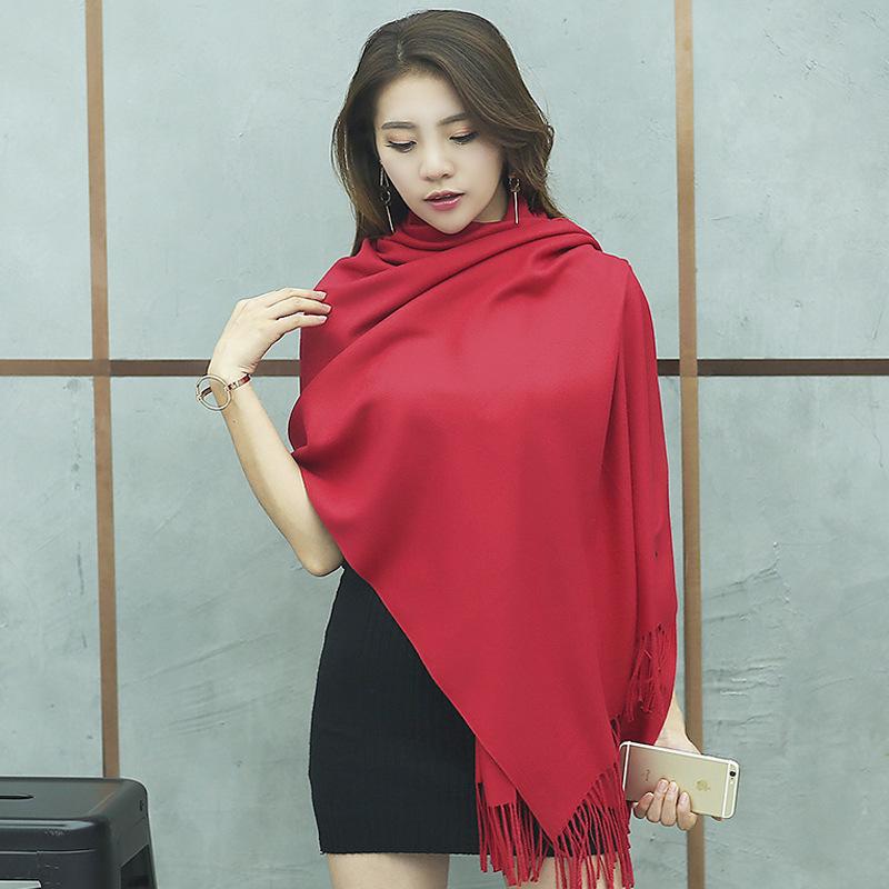 Korean-Style Thickened Imitation Cashmere Scarf: Unisex Long Shawl for Autumn/Winter