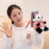 Cute Panda Mobile Phone Clip Plush Pendant Flower Toy Children's Gift Grab 4 Inch Doll Activity Gift Doll
