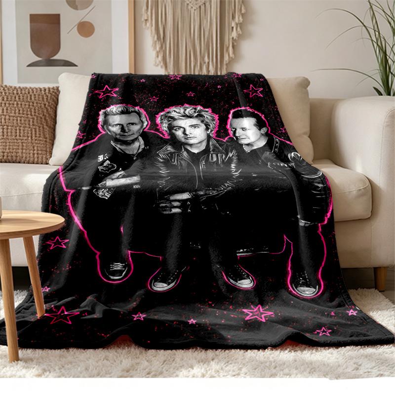 Green Day Мягкий и удобный фланелевый плед Подходит для диванов, гостиных, кемпинга на открытом воздухе, путешествий, а также станет отличным подарком на годовщину