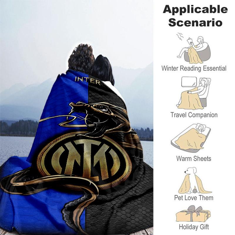 1pc Blanket Inter Milan logo1 Print Design, Lightweight Blanket for Sofa, Bed- Soft &Warm, Gift for All Seasons like Christmas, Halloween