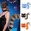 Костюмы Лисы Косплей Маска Лисы Кошки Маска на Пол-лица Набор Хвостов Лисы Хэллоуин Животное Карнавальный Костюм Аксессуары Набор