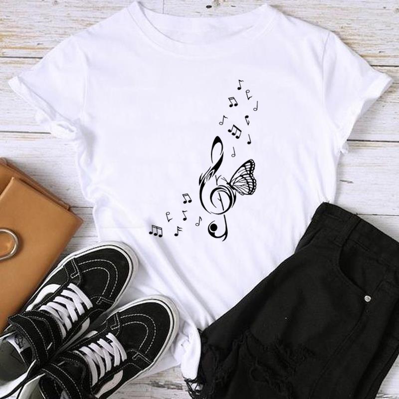 (Asian Size) Fashion Print Female Watercolor Love Heart Trend Cute Casual Women's Top Casual T Clothing Graphic Tee Short Sleeve T-shirt