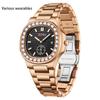 Diamond Ladies Watch Waterproof Square Two-Hand Half-Date Quartz Watch