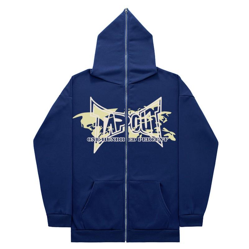 Oversized Zip-Up Hoodie Sweatshirt Unisex Streetwear Gothic High Street Casual Pullover Fall