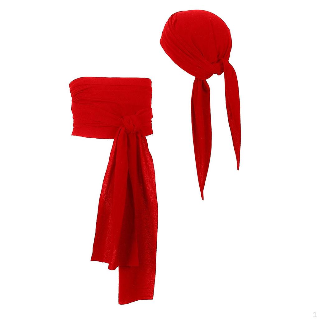 Pirate Head Scarf Hat Accessories Headband Sash Belt for Photo Props