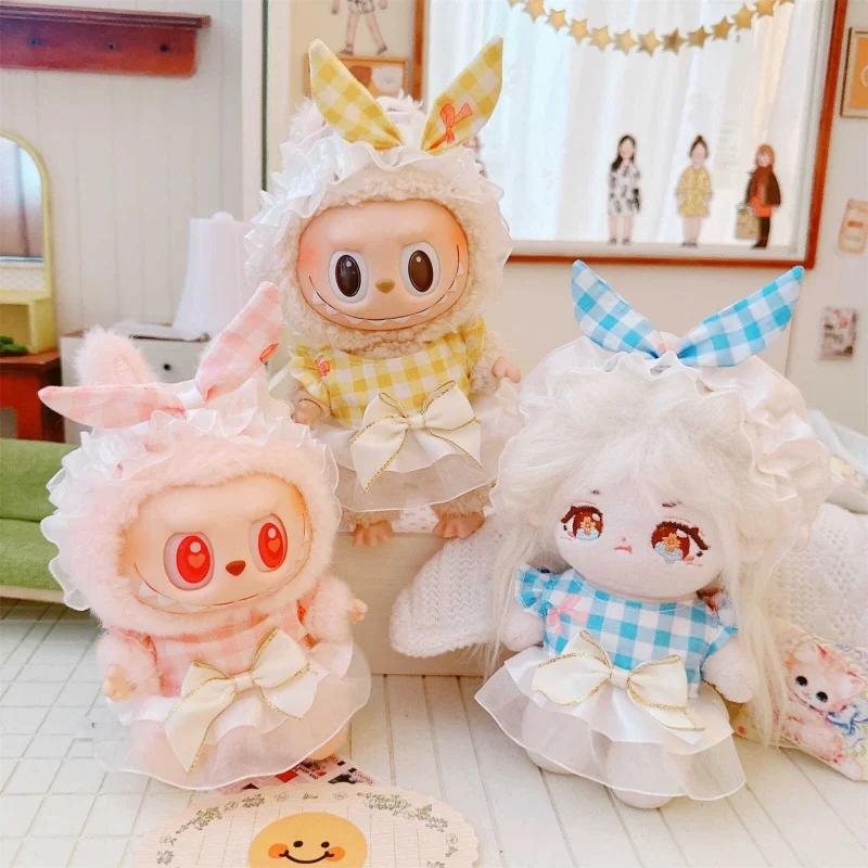 Cute 17cm Labubu Doll Clothes Mini Plush Doll's Dress Outfit Accessories Collection Gift for Girls Kids