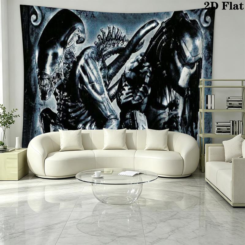 Aliens Monster Wall Tapestry Aesthetic Wall Hanging Printed Fabric Blanket Decorative Tapestries for Bedroom Living Room Home Decor