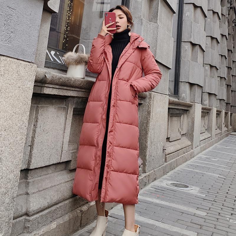 Winter new down cotton-padded clothes women's medium and long slim-fitting hooded women's cotton-padded clothes thickened cotton-padded jackets
