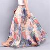 Женщины Boho длиной до пола, длинные пляжные вечеринки, свободные расклешенные винтажные богемные шифоновые юбки с цветочным принтом