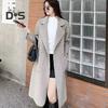 Fall Winter Women Overcoat Turn Down Collar Long Sleeve Open Stitch Pockets Loose Mid Length Solid Color Soft Warm Thick Lady Mid Calf Length Coat