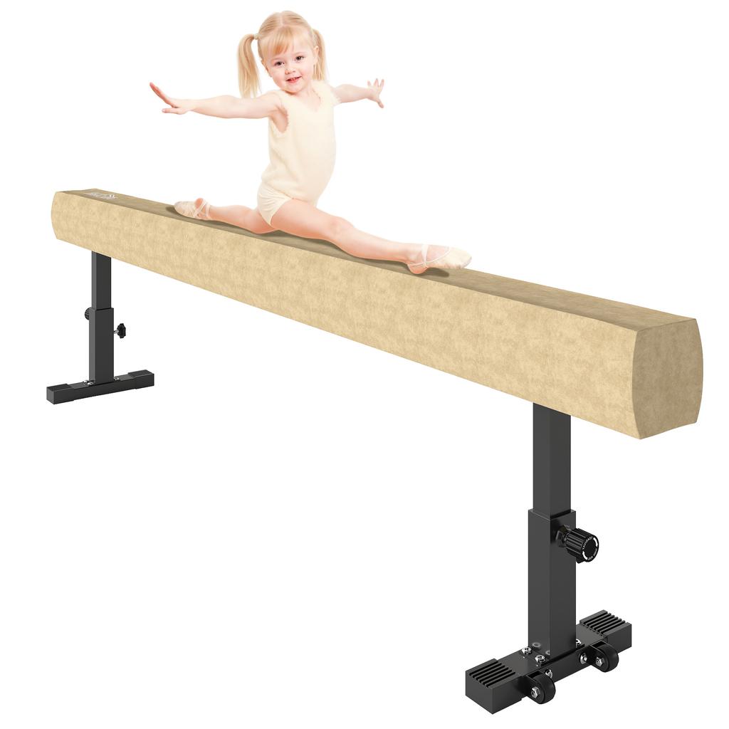 7.5ft Adjustable Balance Beam with Wheels for 6+ Years Old Training