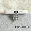 Cute Silver Clover Phone Dust Plug Accessories Decoration Hanging Pendant for iPhone for Samsung Type-C Charging Port2