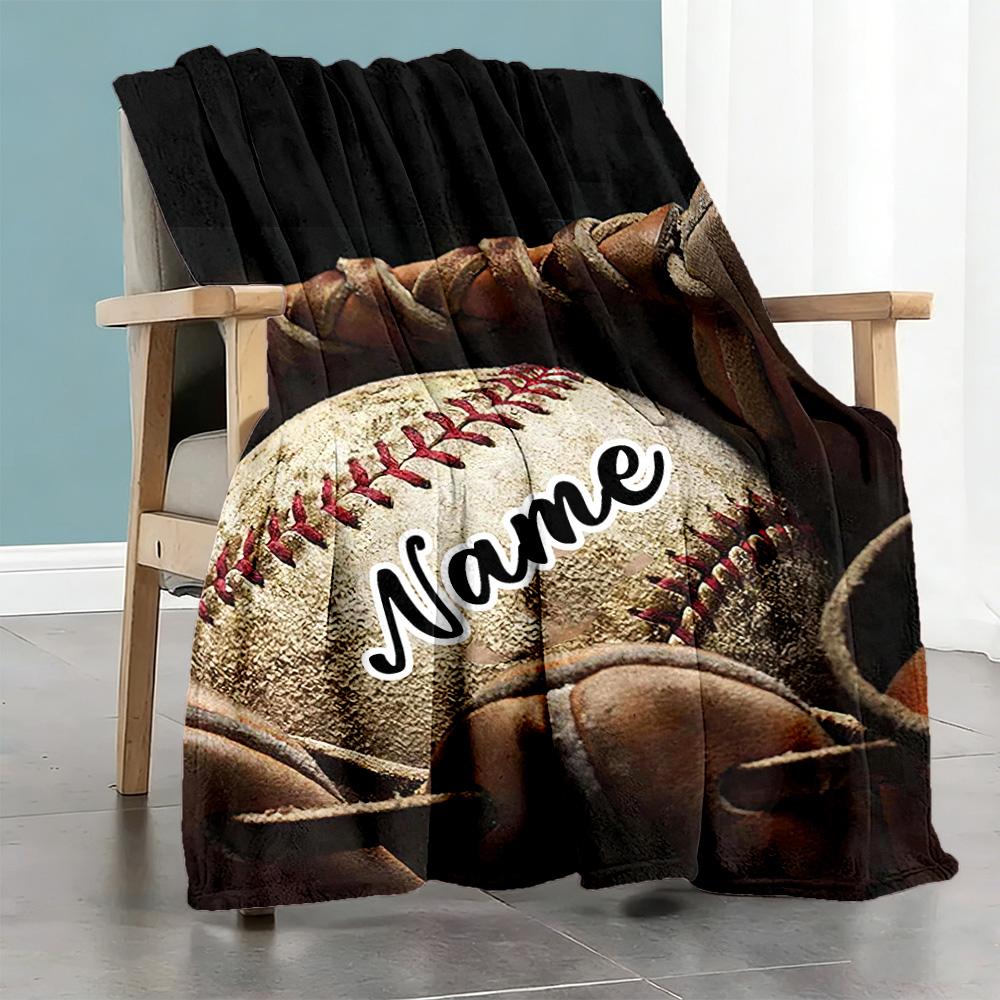 Ball88 Customize Your Name Blanket Throw Personalized Blanket Comfortable Suitable for Nap Living Room Office Chair Home Decor